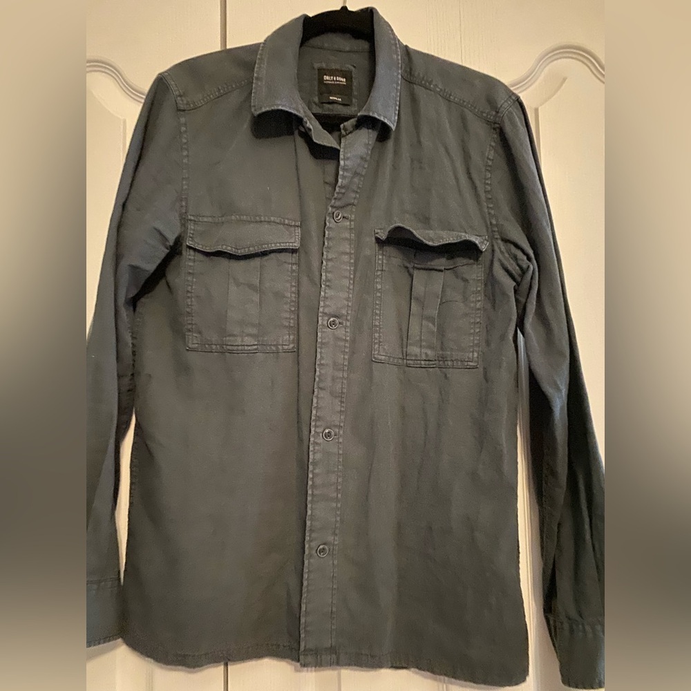 ONLY & SONS Charcoal Linen blend Shirt